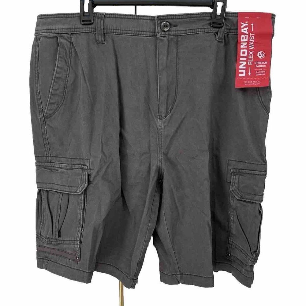NWT Unionbay Gray Flex Waist Stretch Fabric Cargo Dress Lounge Shorts Size 42